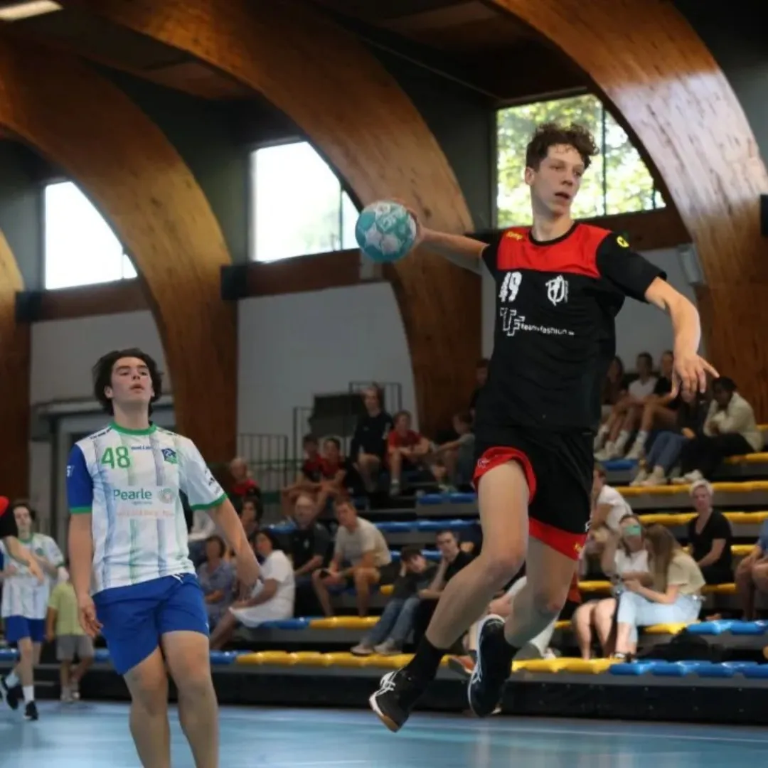 Een foto van een handbal match.
